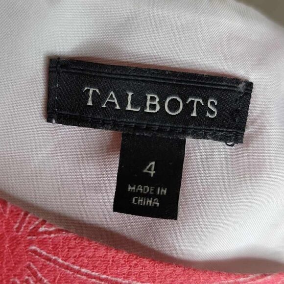 Talbots Floral Lace Sleeveless Sheath Dress Red White Size 4 - Picture 5 of 14